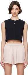 LESET Black Margo Sleeveless Henley