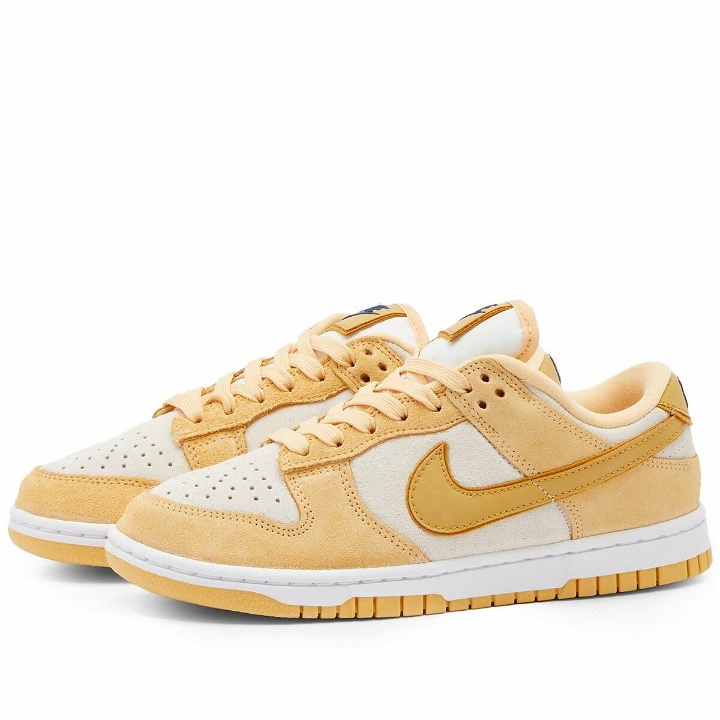 Photo: Nike W Dunk Low Lx Sneakers in Celestial Gold/Midnight Navy