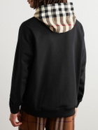 Burberry - Checked Cotton-Jersey Hoodie - Black