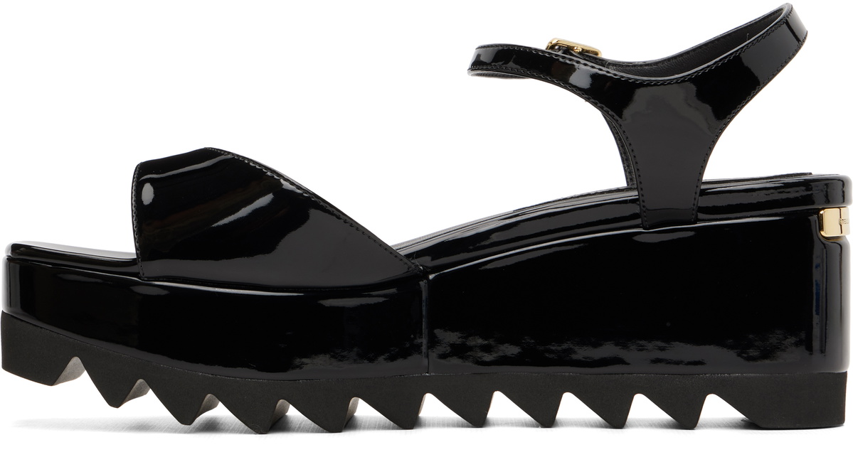 Stella McCartney Black Elyse Patent Platform Sandals