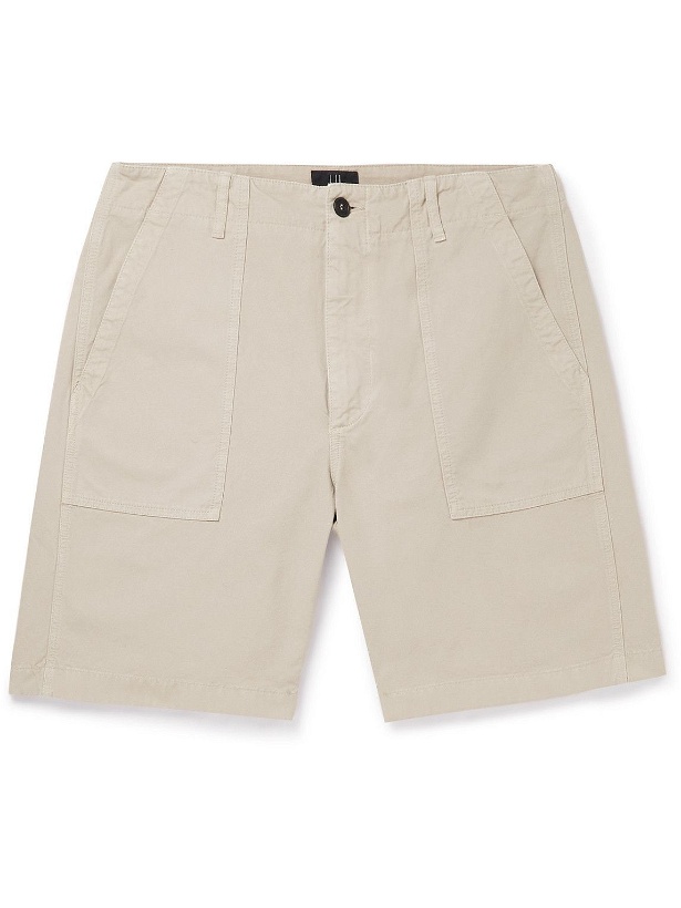 Photo: Dunhill - Utility Straight-Leg Washed-Cotton Shorts - Neutrals