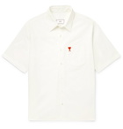 AMI - Logo-Embroidered Cotton-Poplin Shirt - White