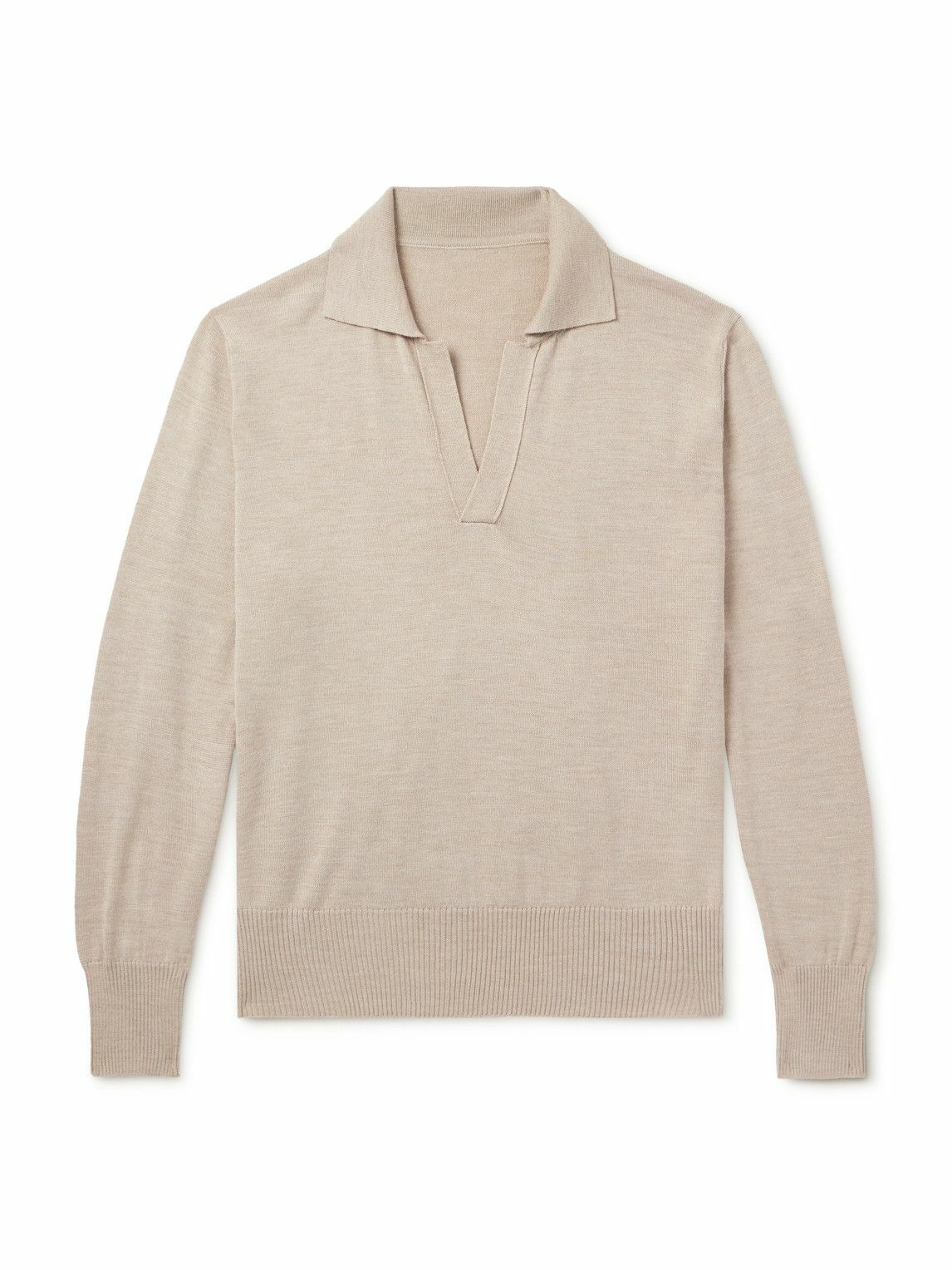 Stòffa - Wool and Silk-Blend Polo Shirt - Neutrals