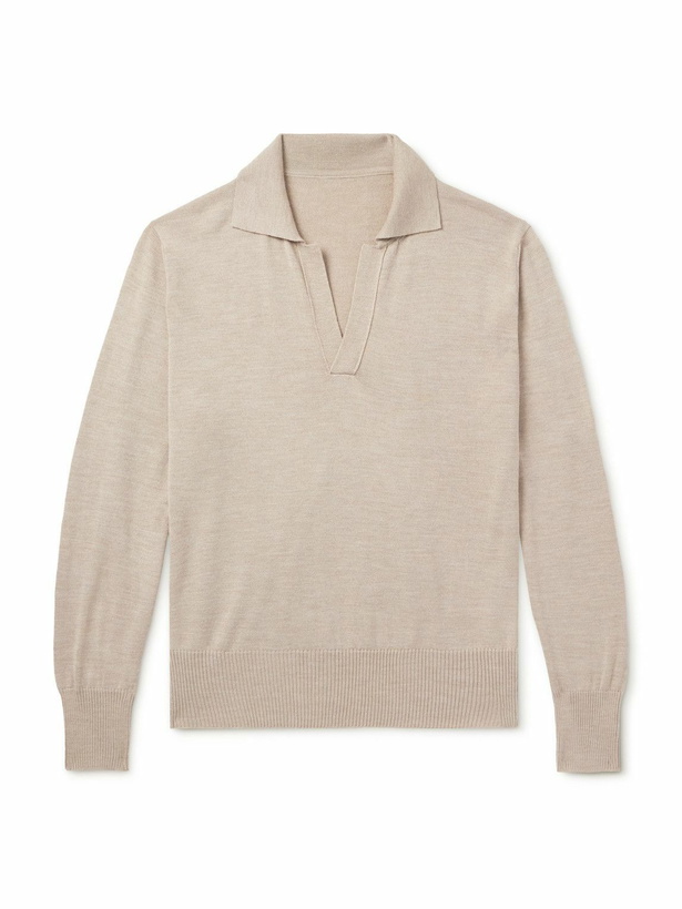 Photo: Stòffa - Wool and Silk-Blend Polo Shirt - Neutrals
