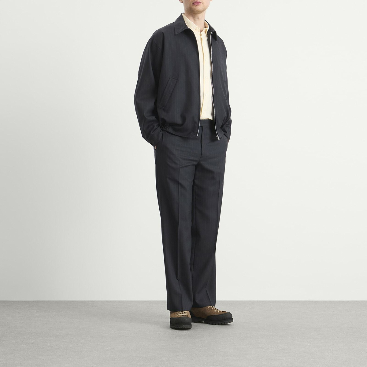 Kaptain Sunshine Men's Shadow Stripe Blouson in Navy