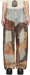 Acne Studios Blue & Brown Printed Trousers