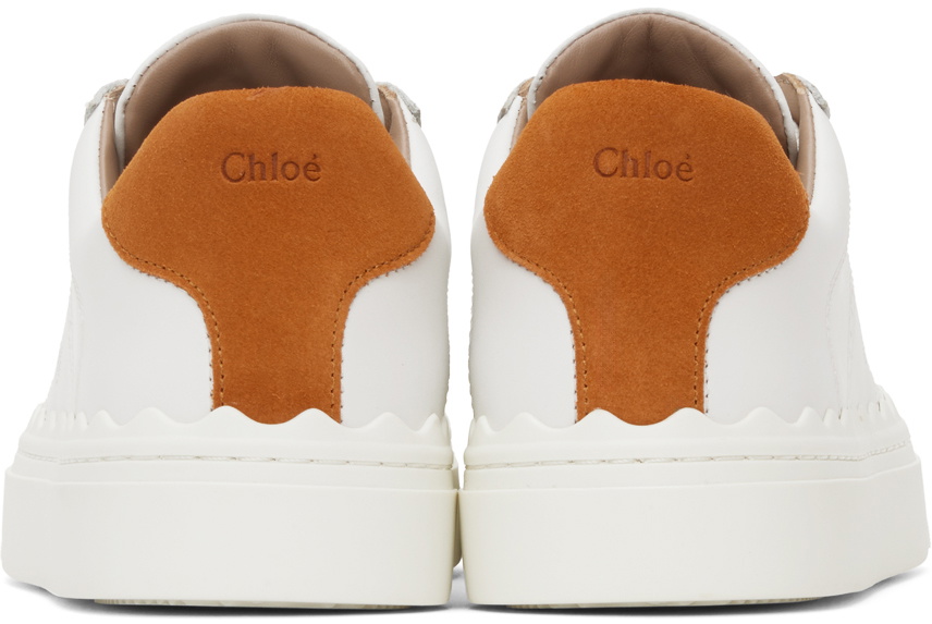 Chloé White & Orange Lauren Sneakers Chloe