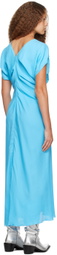 Meryll Rogge Blue Cap Sleeve Maxi Dress