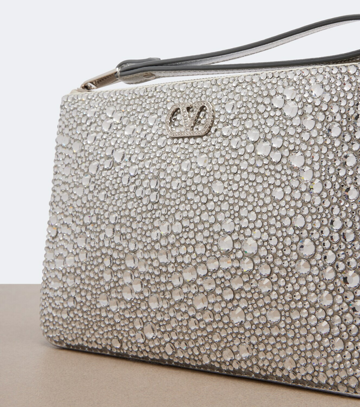 Valentino Garavani VLogo Swarovski®-embellished leather pouch
