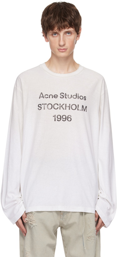 Photo: Acne Studios White Distressed Long Sleeve T-Shirt