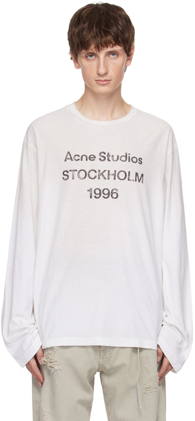 Acne Studios White Distressed Long Sleeve T Shirt Acne Studios
