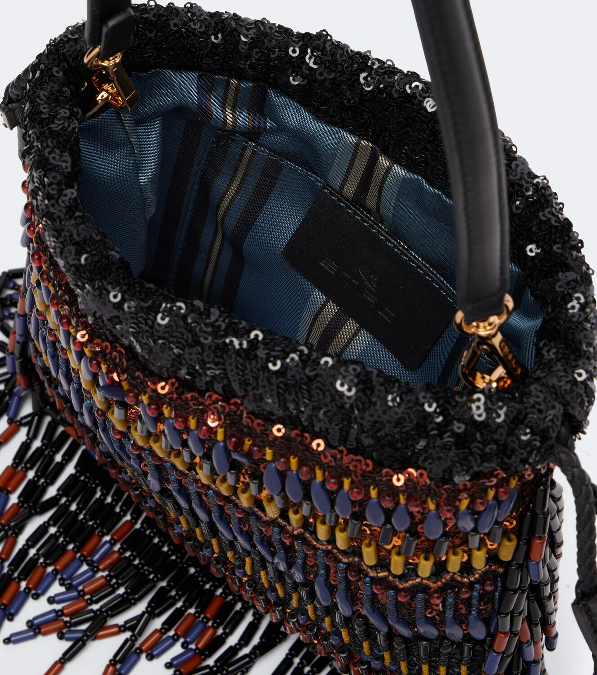 Etro Kalispera Small beaded fringed shoulder bag