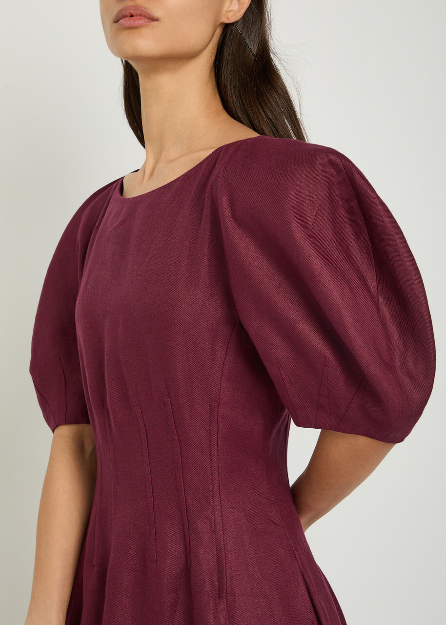 Gabriela Hearst Ranya Linen Maxi Dress Bordeaux