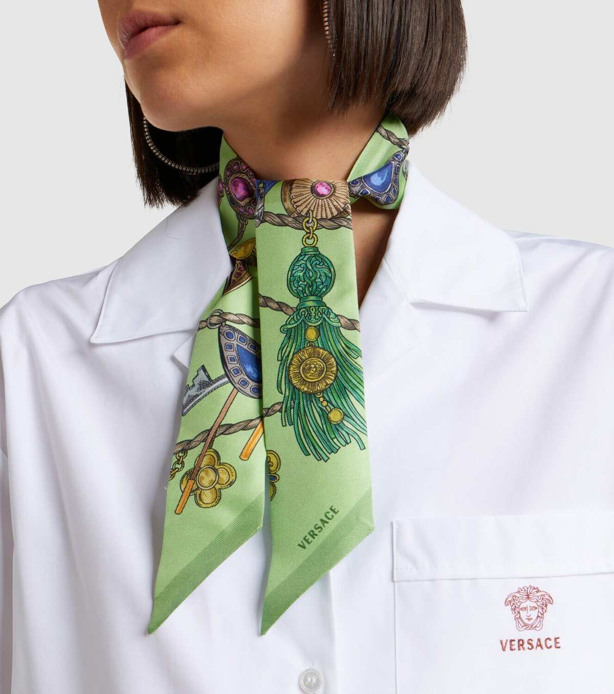 Versace Floral silk twill scarf