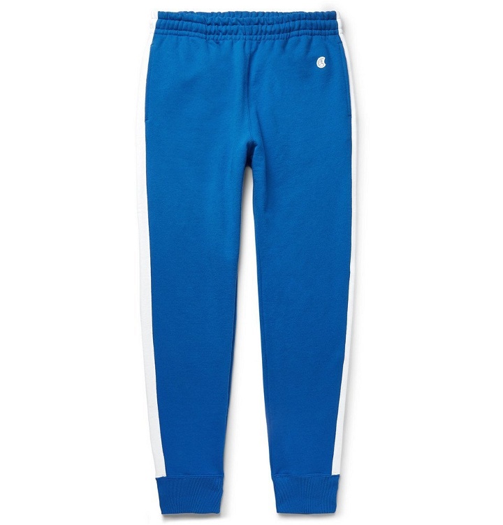 Photo: Todd Snyder Champion - Slim-Fit Tapered Striped Loopback Cotton-Jersey Sweatpants - Blue