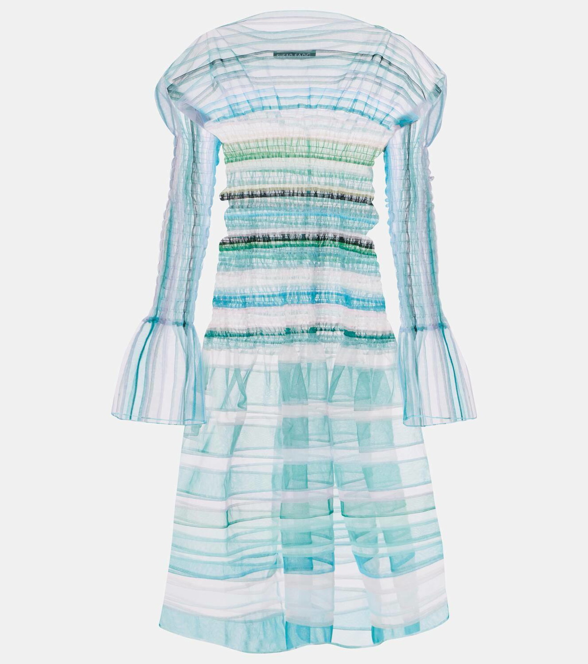 Susan Fang Striped sheer midi dress