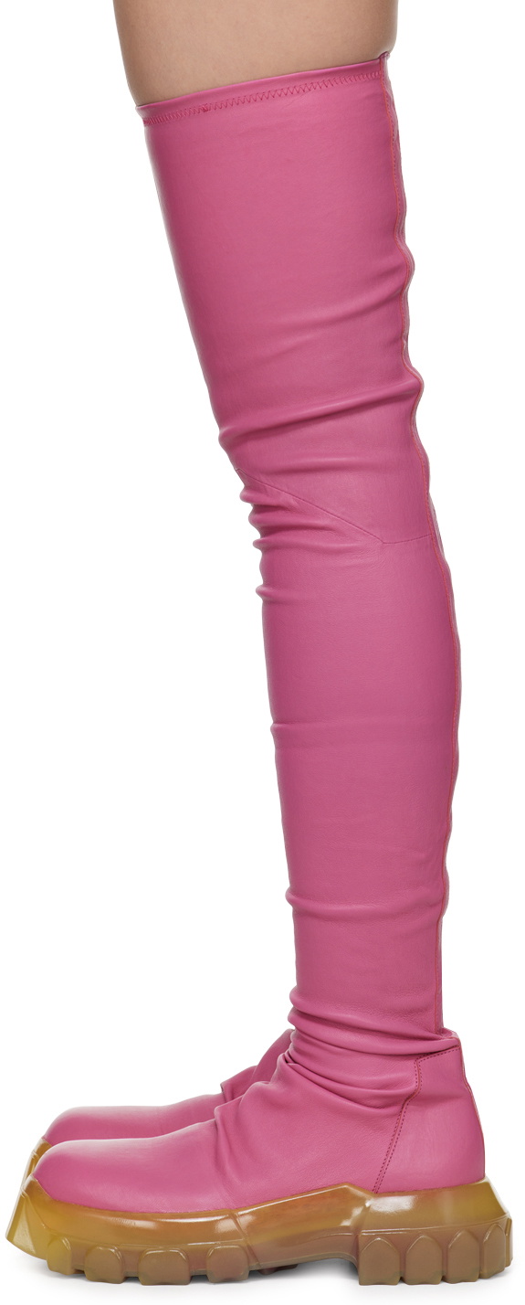 Rick Owens Pink Bozo Stocking Tractor Boots