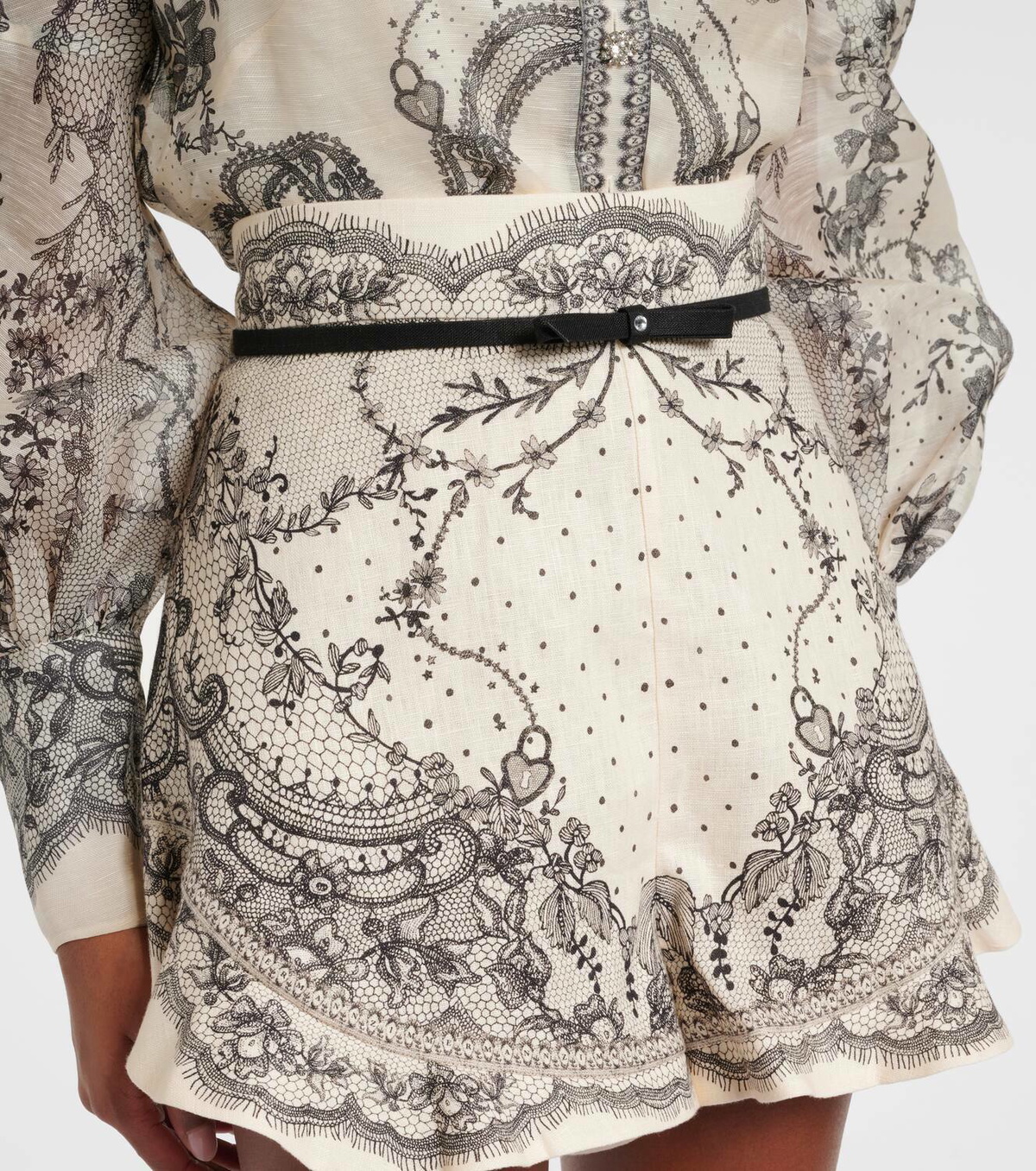 Zimmermann Crush belted floral high-rise linen shorts Zimmermann