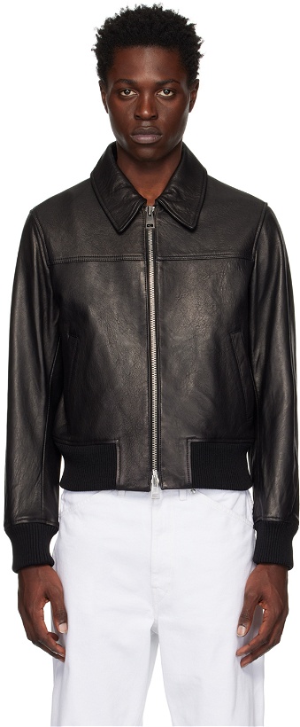 Photo: AMI Alexandre Mattiussi Black Zip Leather Jacket