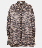 The Attico Zebra-print puff-sleeve oversized shirt