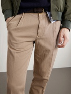 Slowear - Tapered Pleated Cotton-Blend Gabardine Trousers - Neutrals