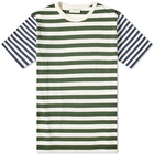 Foret Men's Lob Stripe T-Shirt in Cloud/Dark Green