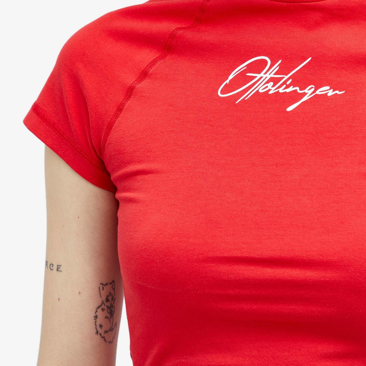 Ottolinger Women's Deconstructed T-Shirt in Red Ottolinger