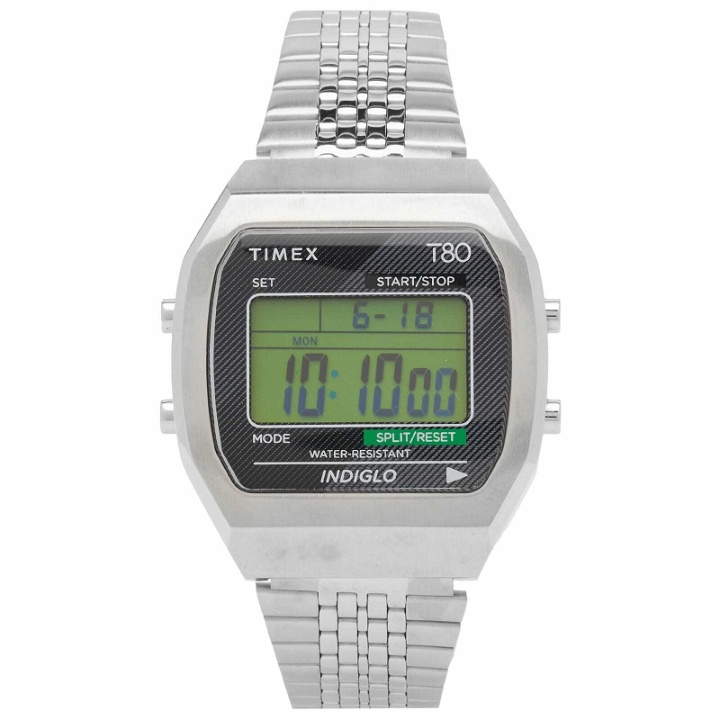 Photo: Timex Men's T80 Digital 36mm Watch in Silver