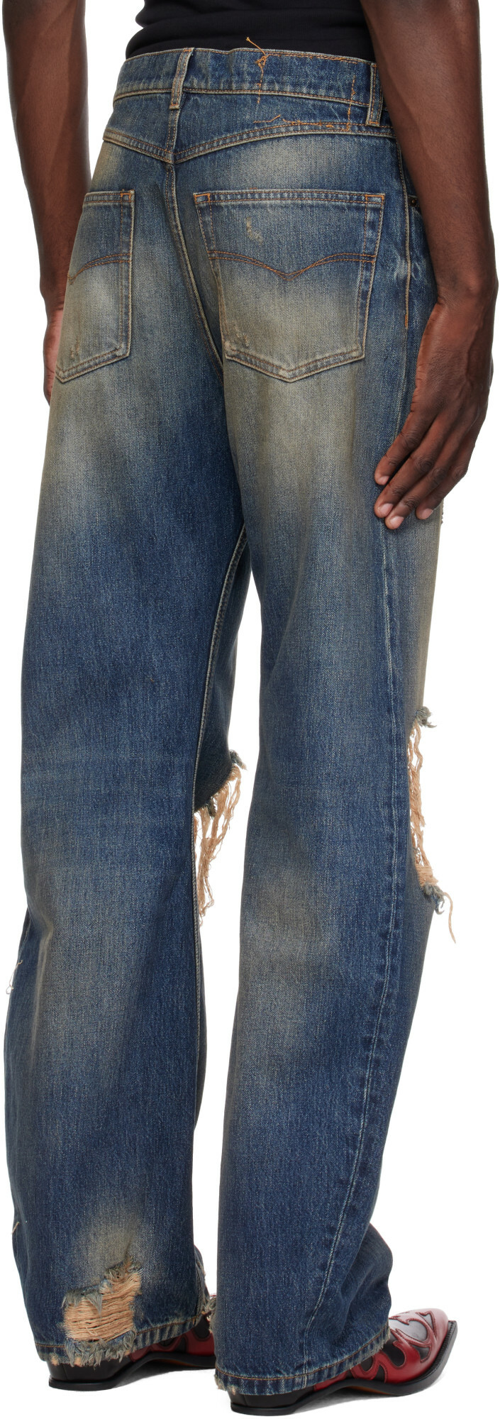 VETEMENTS Blue Ripped O-Leg Jeans