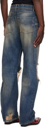 VETEMENTS Blue Ripped O-Leg Jeans