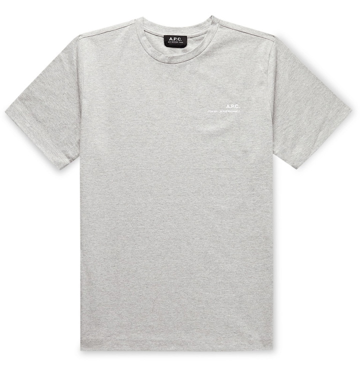 Photo: A.P.C. - Item Logo-Print Mélange Cotton-Jersey T-Shirt - Gray