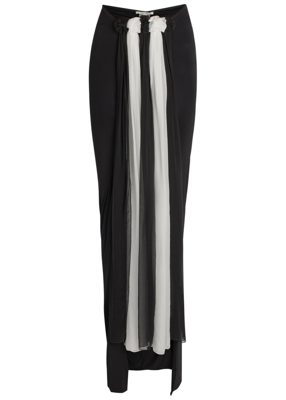 Photo: Nensi Dojaka Colour-blocked Stretch-jersey Maxi Skirt Black And White