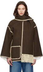 TOTEME Brown Embroidered Scarf Jacket