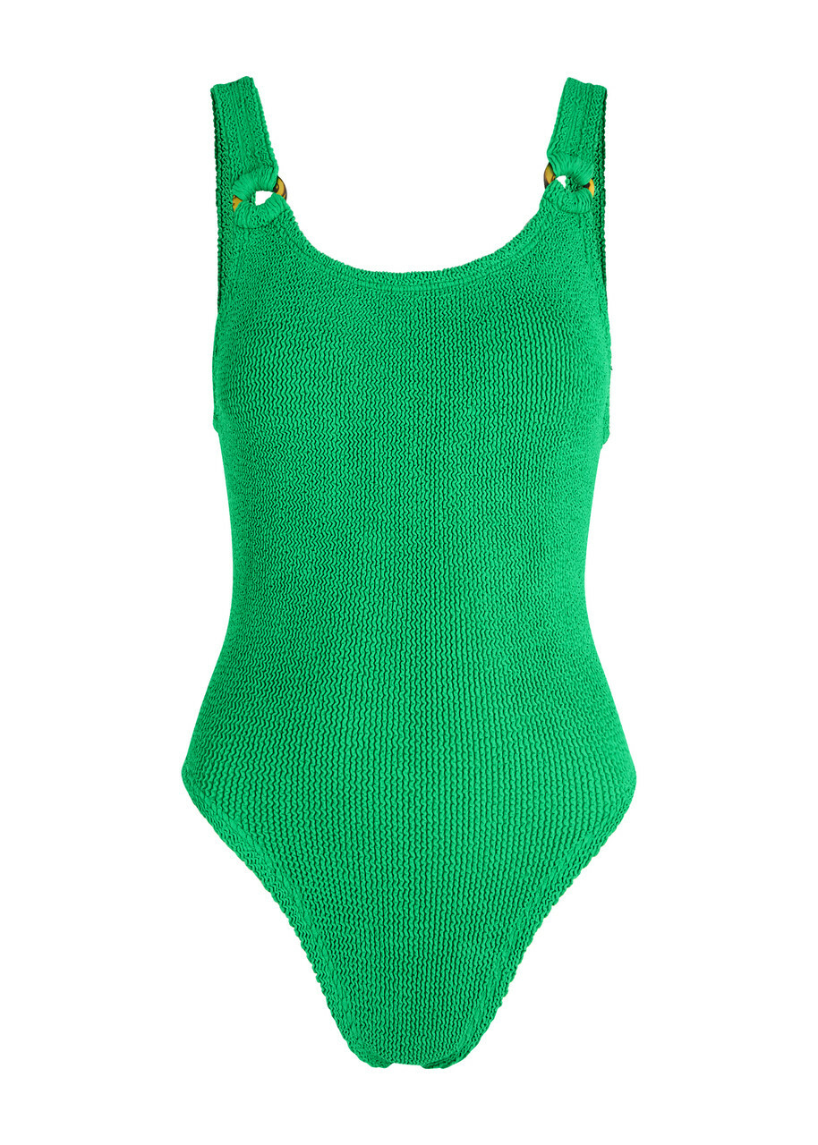 Hunza G Domino Seersucker Swimsuit - Bright Green - One Size