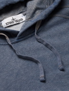 Stone Island - Logo-Appliquéd Mélange Loopback Cotton-Jersey Hoodie - Blue