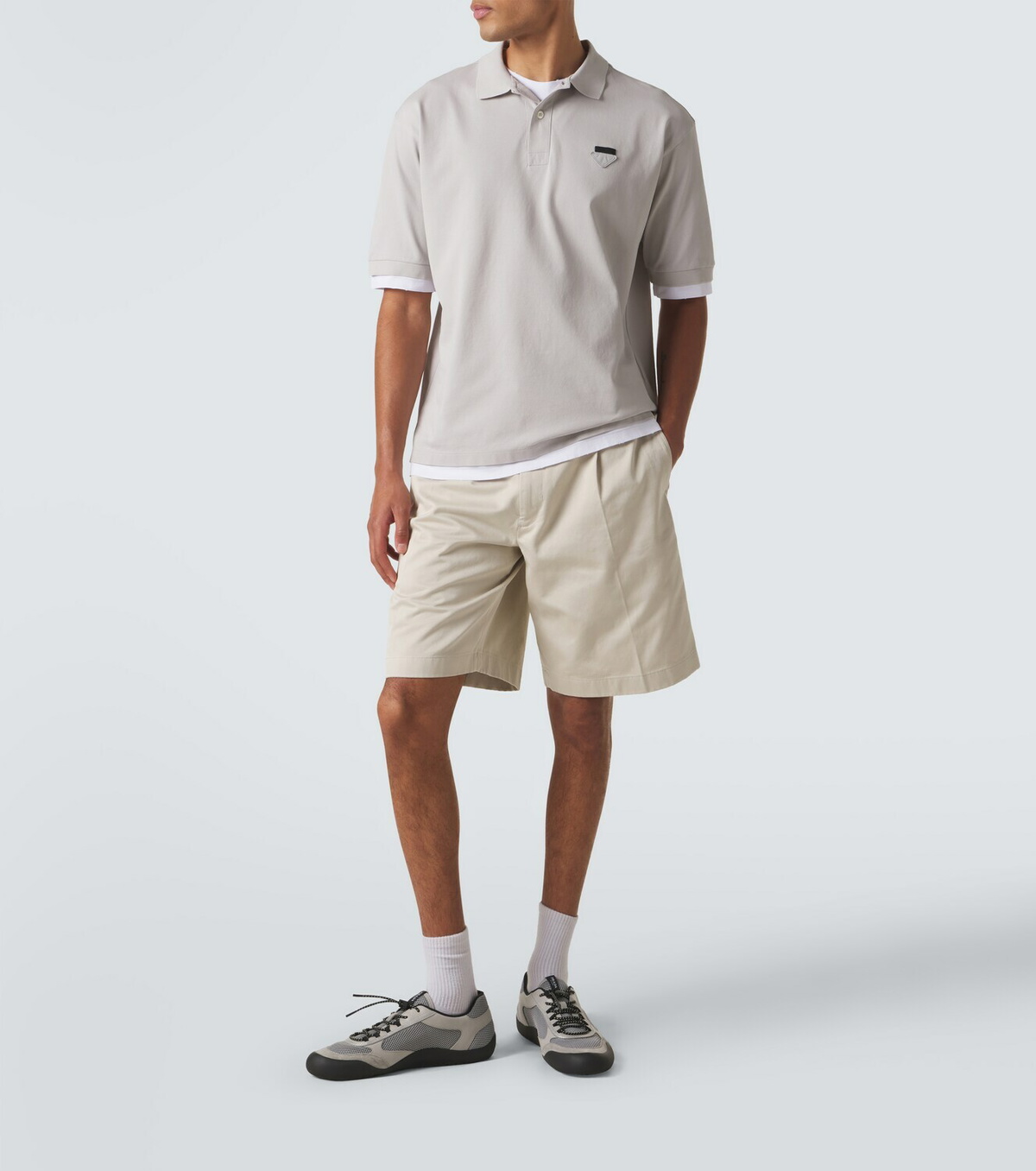 Prada Layered cotton piqué polo shirt