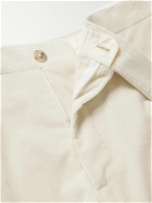 De Petrillo - Pleated Cotton-Blend Corduroy Trousers - White