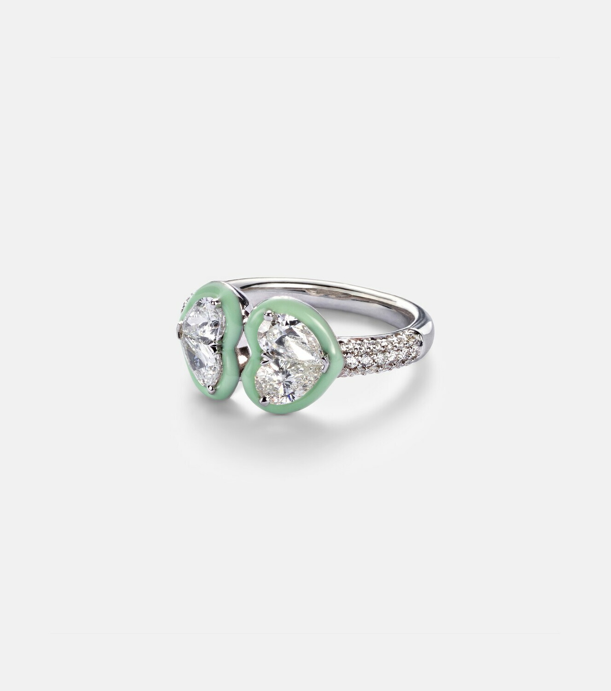 Kamyen 18kt white gold and enamel ring with diamonds