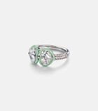 Kamyen 18kt white gold and enamel ring with diamonds