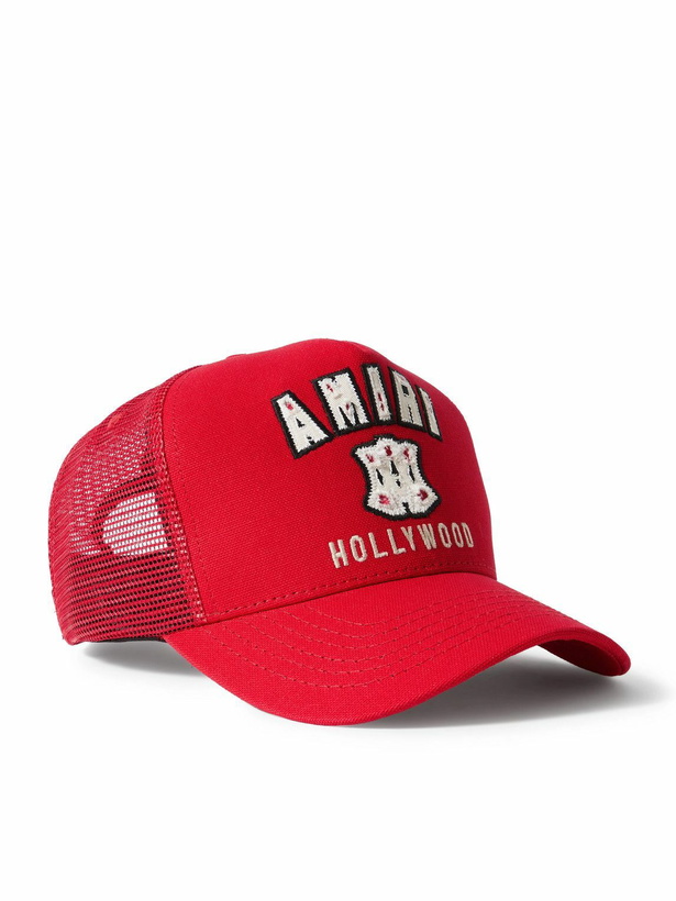 Photo: AMIRI - MA Hollywood Appliquéd Cotton-Twill and Mesh Baseball Cap