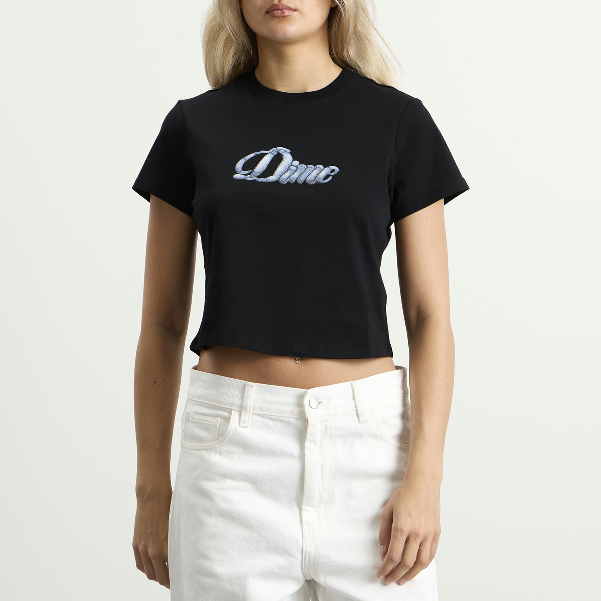Dime Women's Cursive Denim T-Shirt in Black