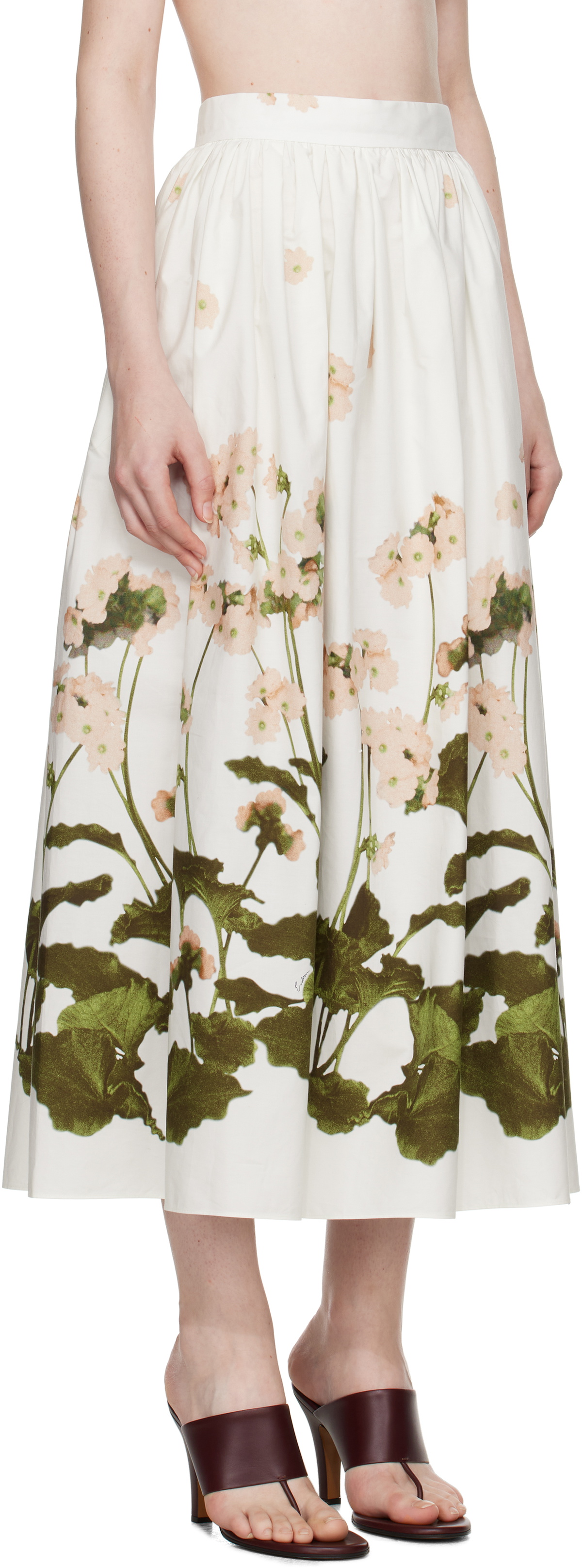 Tina Gathered Midi Skirt White