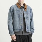 FrizmWORKS Men's Washed Denim Trucker Jacket in Blue