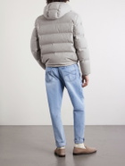 Brunello Cucinelli - Quilted Herringbone Cashmere and Silk-Blend Hooded Down Jacket - Gray