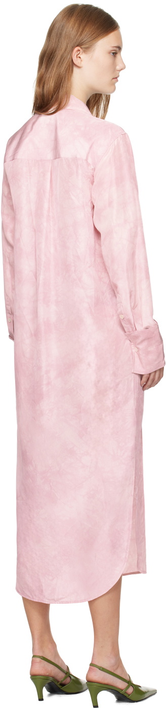 UMBER POSTPAST Pink Natural Coccus Dyed Silk Shirt Midi Dress