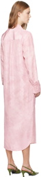 UMBER POSTPAST Pink Natural Coccus Dyed Silk Shirt Midi Dress
