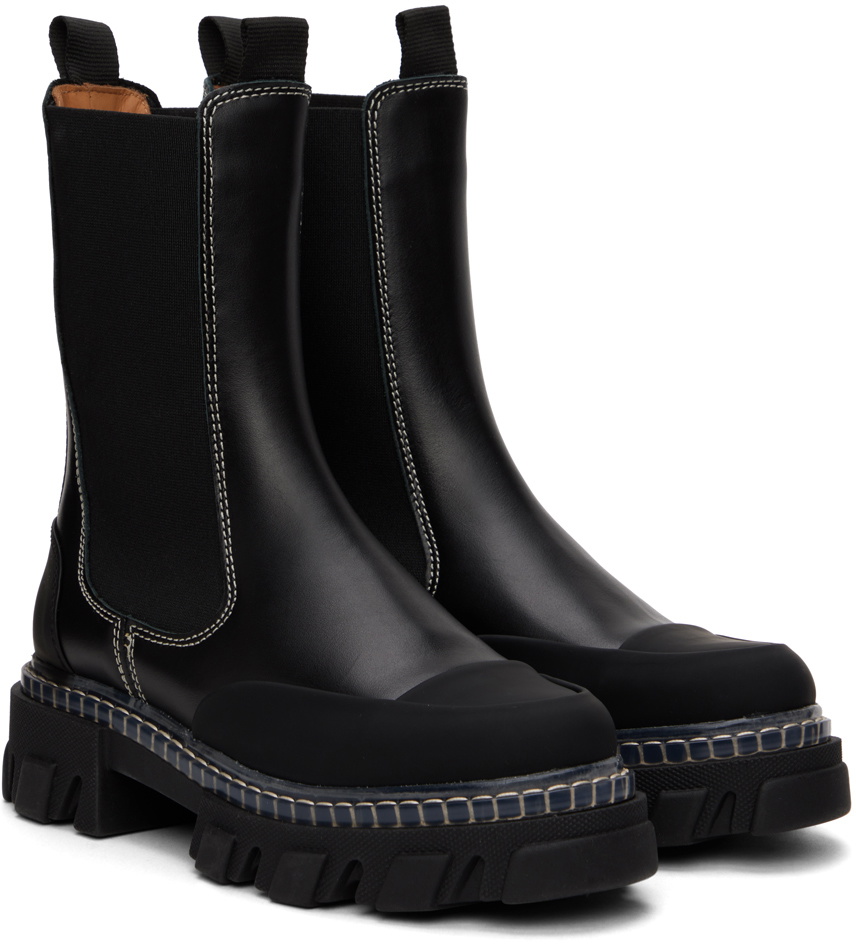 GANNI Black Cleated Chelsea Boots