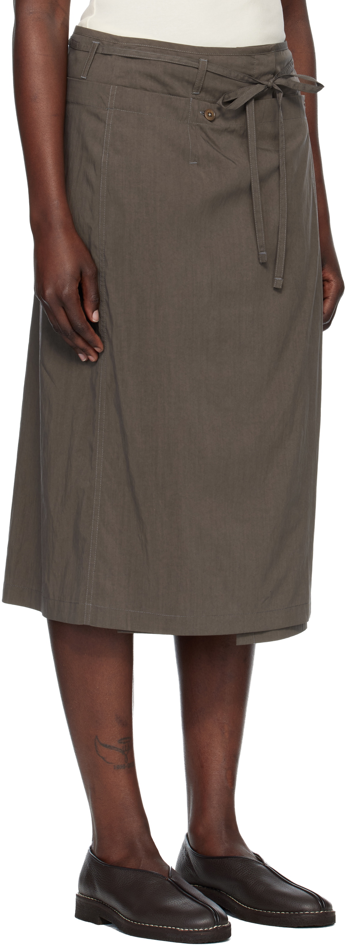LEMAIRE Brown Convertible Midi Skirt