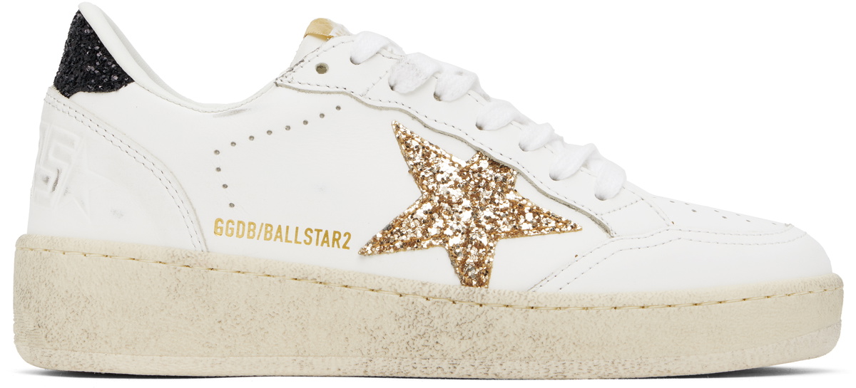 【関税&送料込】Golden Goose Deluxe Brand White Leather Ball Golden Goose Men's Ball Star Leather Sneakers in White/Ice