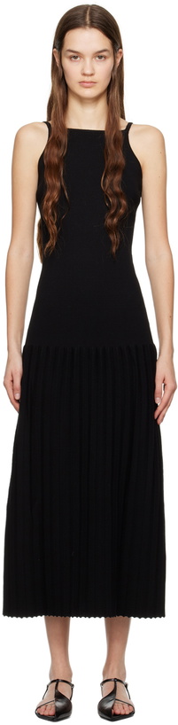 Photo: WYNN HAMLYN Black Accordion Slip Maxi Dress